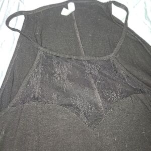 Zenana Black Lace Detail Tank Top 1X